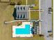 Overhead view of community pool and clubhouse with ample parking at 286 Godwit Dr, Summerville, SC 29486
