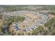 Drone shot of community and wooded areas complete with a playground, pond and sidewalks at 294 Torslanda Ln, Summerville, SC 29486