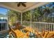 Relaxing screened patio with comfortable wooden seating and a view of the lush natural surroundings at 312 Coki Amalie Ct, Charleston, SC 29492
