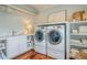 Well-equipped laundry room with modern washer and dryer, counter space, and shelving at 4874 Sound View Dr, Mount Pleasant, SC 29466