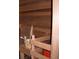 Interior view of private wooden sauna with comfortable seating and traditional accessories for a spa-like experience at 5009 Old Bridgeview Ln # 5009, Charleston, SC 29403