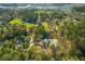 Drone view of homes nestled in neighborhood amid lush trees, offering privacy and beautiful landscape near waterway at 671 Riley Rd, Charleston, SC 29412