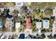 An aerial showing multiple houses near each other from directly above at 716 E Arctic Ave, Folly Beach, SC 29439
