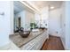 Elegant bathroom with granite countertops, double sinks, modern fixtures, and stylish copper-colored bowl sinks at 750 Lakenheath Dr, Mount Pleasant, SC 29464