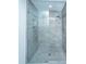 Walk-in shower features gray tile, mosaic accents, and glass doors at 750 Lakenheath Dr, Mount Pleasant, SC 29464