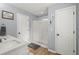 Bathroom with glass shower, vanity with white countertop, and neutral paint at 9116 Fieldstone Trace, Summerville, SC 29485