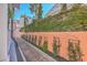 Private backyard featuring a brick path, peach wall with climbing plants, and mature trees at 10 Humphrey Ct, Charleston, SC 29403