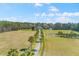 Aerial view of sprawling estate with long driveway, pond, large home, and picturesque landscape at 1008 Hoodtown Rd, Bonneau, SC 29431