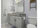Bathroom vanity features custom countertop, modern faucet and sink, and matte black hardware at 1025 Riverland Woods Pl # 609, Charleston, SC 29412
