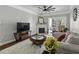 Comfortable living room featuring a fireplace, neutral color palette, ceiling fan and lots of natural light at 1025 Riverland Woods Pl # 609, Charleston, SC 29412