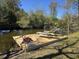 Waterfront dock with lounge chairs providing a serene outdoor living space at 1077 Harbor View Rd, Charleston, SC 29412