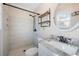 Beautiful bathroom with marble tile shower, custom vanity and decor at 115 Clubhouse Rd, Summerville, SC 29483
