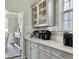 Kitchen with grey cabinets, quartz countertop, and subway tile backsplash at 116 Rouen Ln, Summerville, SC 29486