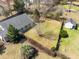 Aerial view of the backyard that features a fenced in area and a storage shed at 1617 Southwick Dr, Johns Island, SC 29455