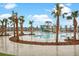 Expansive community pool area with palm trees and a water slide, creating a resort-style atmosphere at 182 Callibluff Dr, Summerville, SC 29486