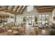 Spacious clubhouse interior with high ceilings, wood beams, stylish furniture, and views of the pool area at 207 Billinger St, Summerville, SC 29486