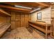 Spacious shed interior with pegboard wall and built-in wooden shelves at 2306 Chairmaker Ct, Charleston, SC 29414