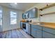 Modern kitchen with stainless steel appliances, wooden countertops, and gray cabinets at 2314 Kent Ave, North Charleston, SC 29405