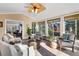 Sunny sunroom featuring cozy seating, a ceiling fan, and multiple windows offering scenic views at 2707 Waterpointe Cir, Mount Pleasant, SC 29466