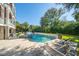 Expansive in-ground pool with patio and lounge chairs surrounded by lush greenery, offering a perfect oasis for relaxation at 3006 Cameron Blvd, Isle of Palms, SC 29451
