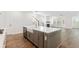 Kitchen island with a farmhouse sink, modern faucet, and gray cabinets at 3105 Vanessa Lynne, Johns Island, SC 29455