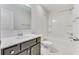 Full bathroom featuring a dark vanity and tub with shower at 462 Fox Sparrow Ct, Summerville, SC 29486