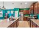 Modern kitchen features a large island with granite countertops and stainless steel appliances at 587 Crossland Dr, Moncks Corner, SC 29461