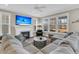 Bright living room with large windows, fireplace, comfortable seating, and lovely views of the backyard at 105 Bluff Isle Ct, Summerville, SC 29486