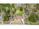 An aerial view of a single-Gathering home featuring a brown roof and a large backyard at 1393 Russellville Rd, Saint Stephen, SC 29479