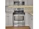 Close-up of stainless steel oven and microwave in modern kitchen setting at 1428 Bloomingdale Ln, Mount Pleasant, SC 29466