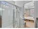 Bathroom view highlights a walk-in shower and connects to the serene bedroom for easy access at 1807 Chauncy'S Ct, Mount Pleasant, SC 29466