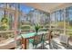 Inviting screened porch featuring a decorative rug and serene views of wooded backyard at 1807 Chauncy'S Ct, Mount Pleasant, SC 29466