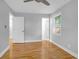 Bedroom featuring hardwood floors, one window, fresh paint, and a ceiling fan at 1873 Hazelwood Dr, Charleston, SC 29407