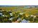 Breathtaking aerial view of luxury homes nestled among lush greenery and winding waterways at 2314 Goldbug Ave, Sullivans Island, SC 29482