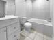 Clean bathroom featuring a bathtub, toilet, and modern vanity at 3048 Queensgate Way, Mount Pleasant, SC 29466