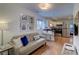 Cozy living space seamlessly connected to a modern kitchen with stainless steel appliances at 338 King St # B, Charleston, SC 29401