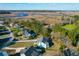 Aerial view showcasing homes near a marshland and waterway, blending neighborhood and nature at 4281 Jacobs Point Ct, Ravenel, SC 29470