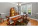 Traditional dining room featuring a large wood table, seating for six, and a decorative china cabinet at 126 Citrea Dr, Summerville, SC 29483