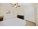 Comfortable bedroom featuring wood floors, a ceiling fan, closet and a dresser at 1264 Fort Dr, Hanahan, SC 29410
