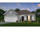Charming single-Gathering home featuring gray siding, an attached garage, and a well-manicured lawn at 135 Royal Cainhoy Way, Huger, SC 29450