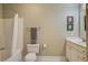 Clean bathroom featuring a shower, vanity, and toilet, offering functionality and style at 1413 Basildon Rd, Mount Pleasant, SC 29466