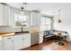 Bright kitchen with butcher block countertops, stainless steel appliances, and a cozy breakfast nook with decorative pillows at 1423 Bexley St, North Charleston, SC 29405