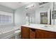 Bathroom featuring a double sink vanity and shower/tub combo at 206 Woodbrook Way, Moncks Corner, SC 29461
