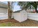Backyard storage shed with painted siding and double doors at 2369 Chadbury Ln, Mount Pleasant, SC 29466
