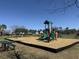 Community playground with various play structures and a picnic table overlooking the lake at 3059 Adventure Way, Ladson, SC 29456