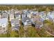 Aerial view of the homes, highlighting their construction and the surrounding trees at 384 Blowing Fresh Dr, Charleston, SC 29492
