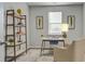 Functional home office with a simple desk, cozy chair, and stylish shelving at 6230 Gritman Dr, Hollywood, SC 29470