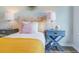 Close up of bedroom showing a decorative headboard, two bedside tables, a cozy bed and soft lighting at 6234 Gritman Dr, Hollywood, SC 29470