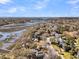 Impressive aerial perspective of waterfront residences with private docks, offering direct access to the beautiful waterways at 741 Creekside Dr, Mount Pleasant, SC 29464