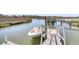 Boat docked on private dock at 741 Creekside Dr, Mount Pleasant, SC 29464